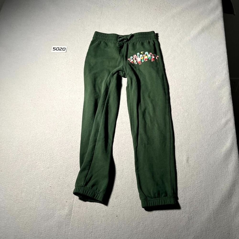 Peanuts Snoopy Christmas Jogger Pants Womens Large‎ Green Tapered Leg Drawstring